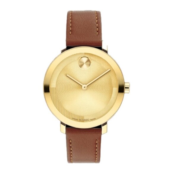 Movado | Accessories | Movado Bold 36102 Evolution 20 Gold Dial Brown ...